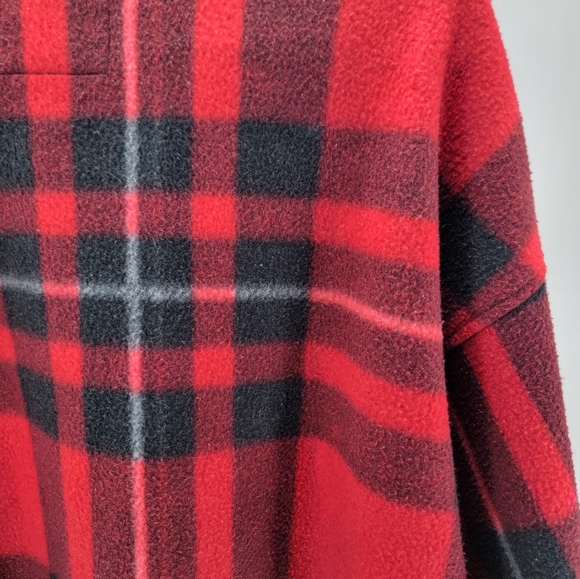Vintage Bugle Boy Company Red Check Plaid 1/4 Zip Fishing Pullover Jacket XL - Picture 11 of 13